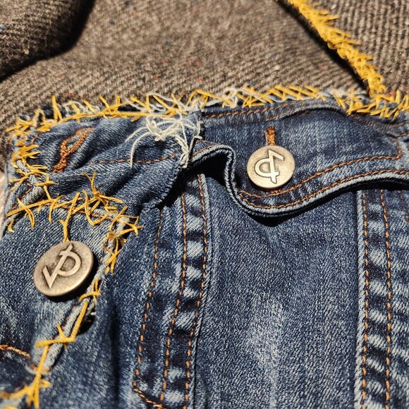 Vintage unique half wool half denim jacket embroidered unique tailored blazer - Picture 10 of 10